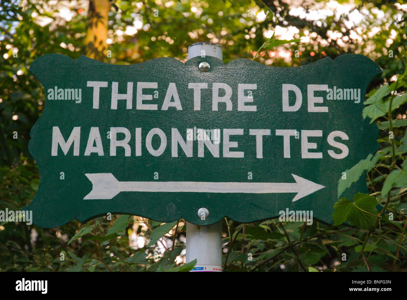 Theatre de puppet theatre sign Parc des Buttes Chaumont