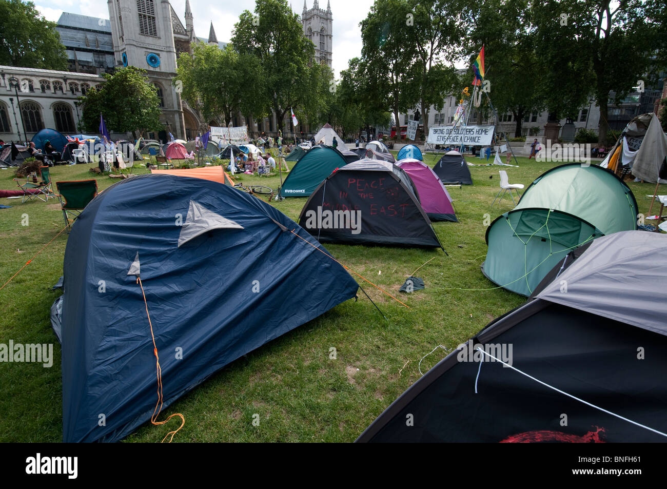 Democracy Village Parliament Square peace camp May1st - July 19th 2010 Stock Photo