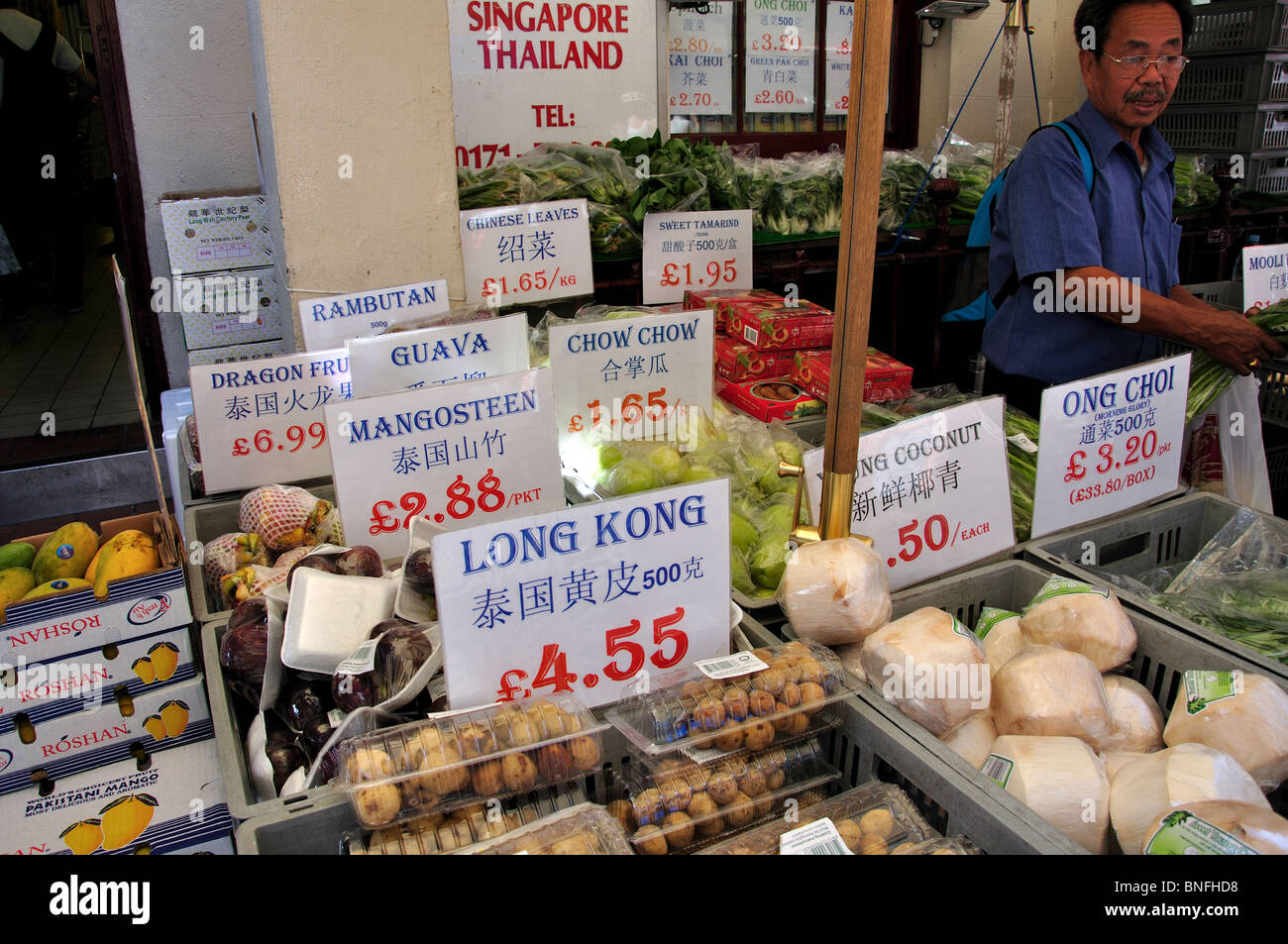 Chinese food stall, Gerrard Street, Chinatown, Soho, West End, City of