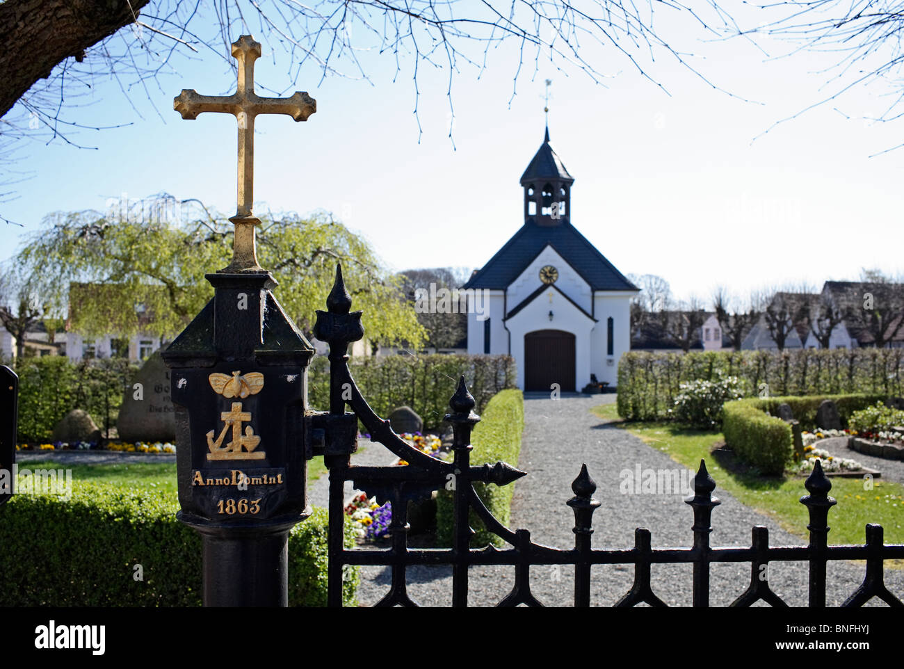 Cemetery and chapel of the local death guild Holmer Beliebung, Schleswig, Germany Stock Photo