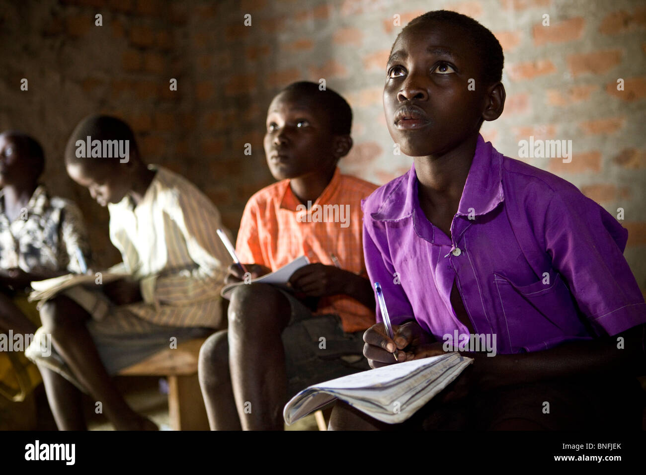 Primary school children learn in a classroom in Amuria, Eastern Uganda. Stock Photo