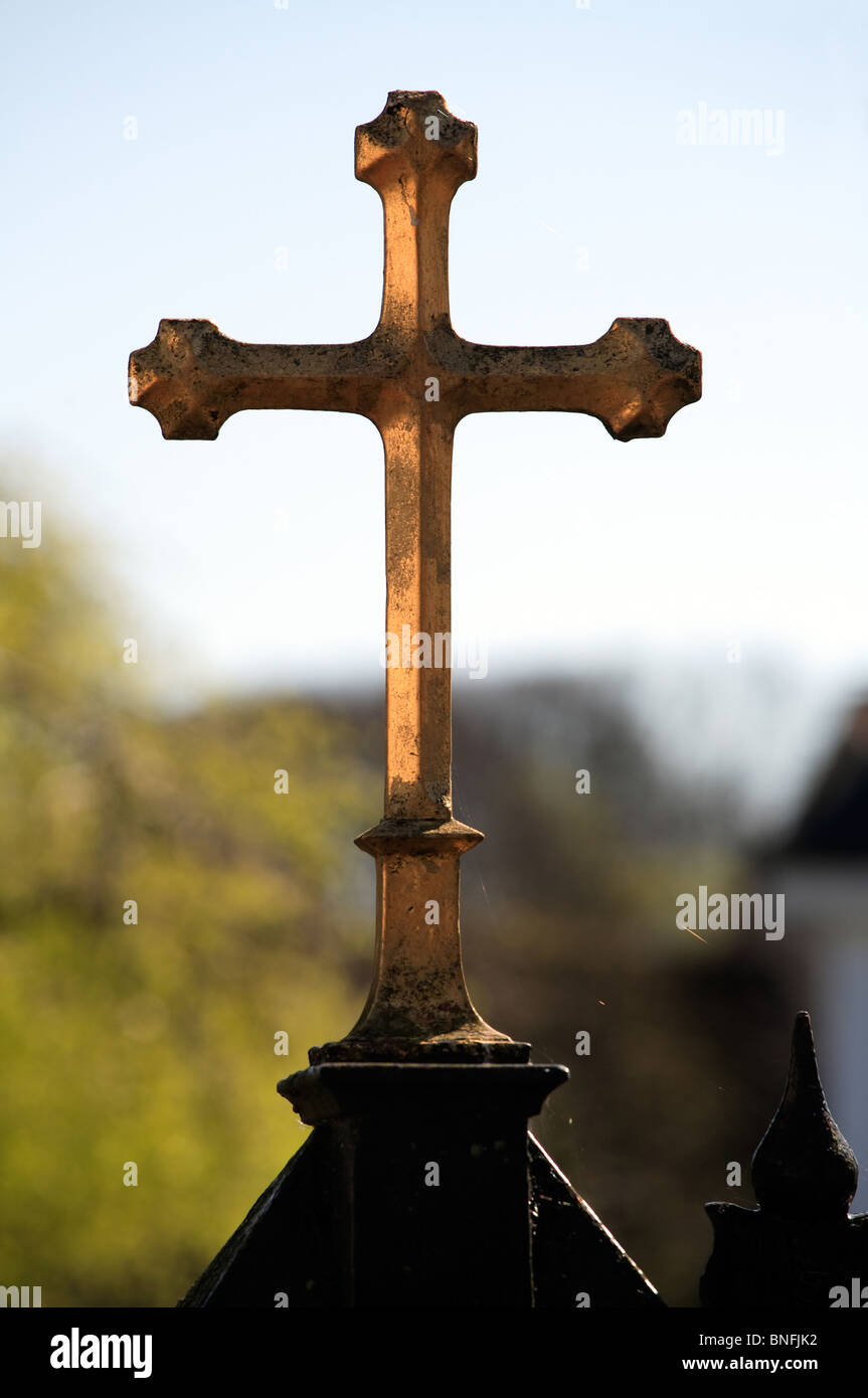 Gold plated cross, Schleswig, Germany Stock Photo