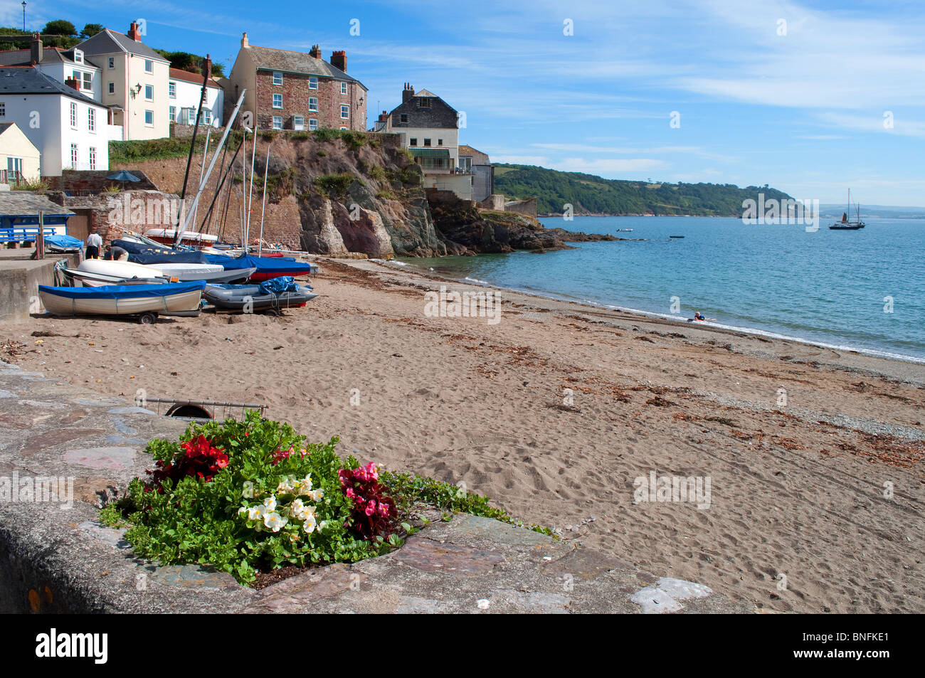 the small secluded beach at cawsand in cornwall, uk Stock Photo