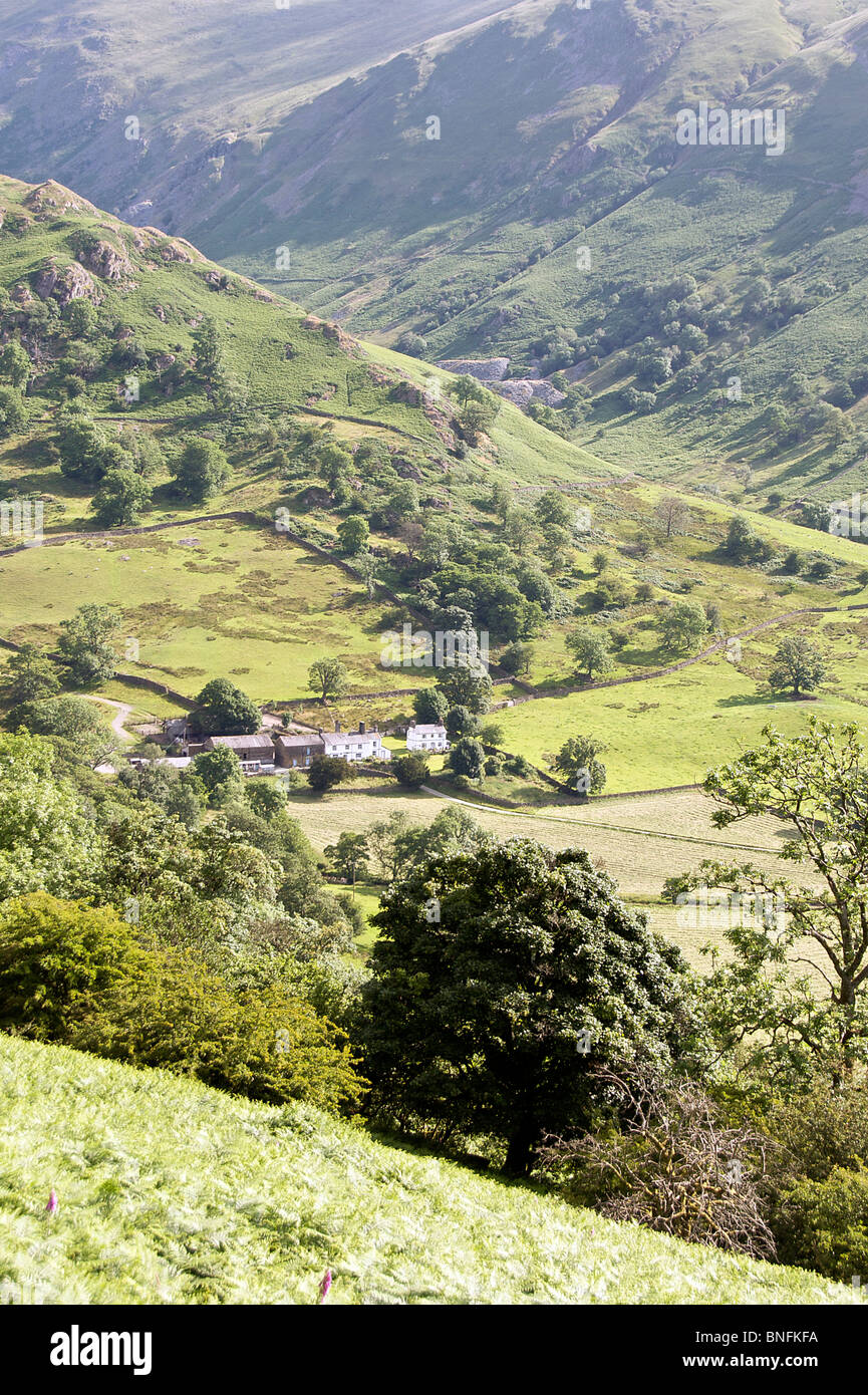 Top view farm houses Woundale Lake District Cumbria England Stock Photo