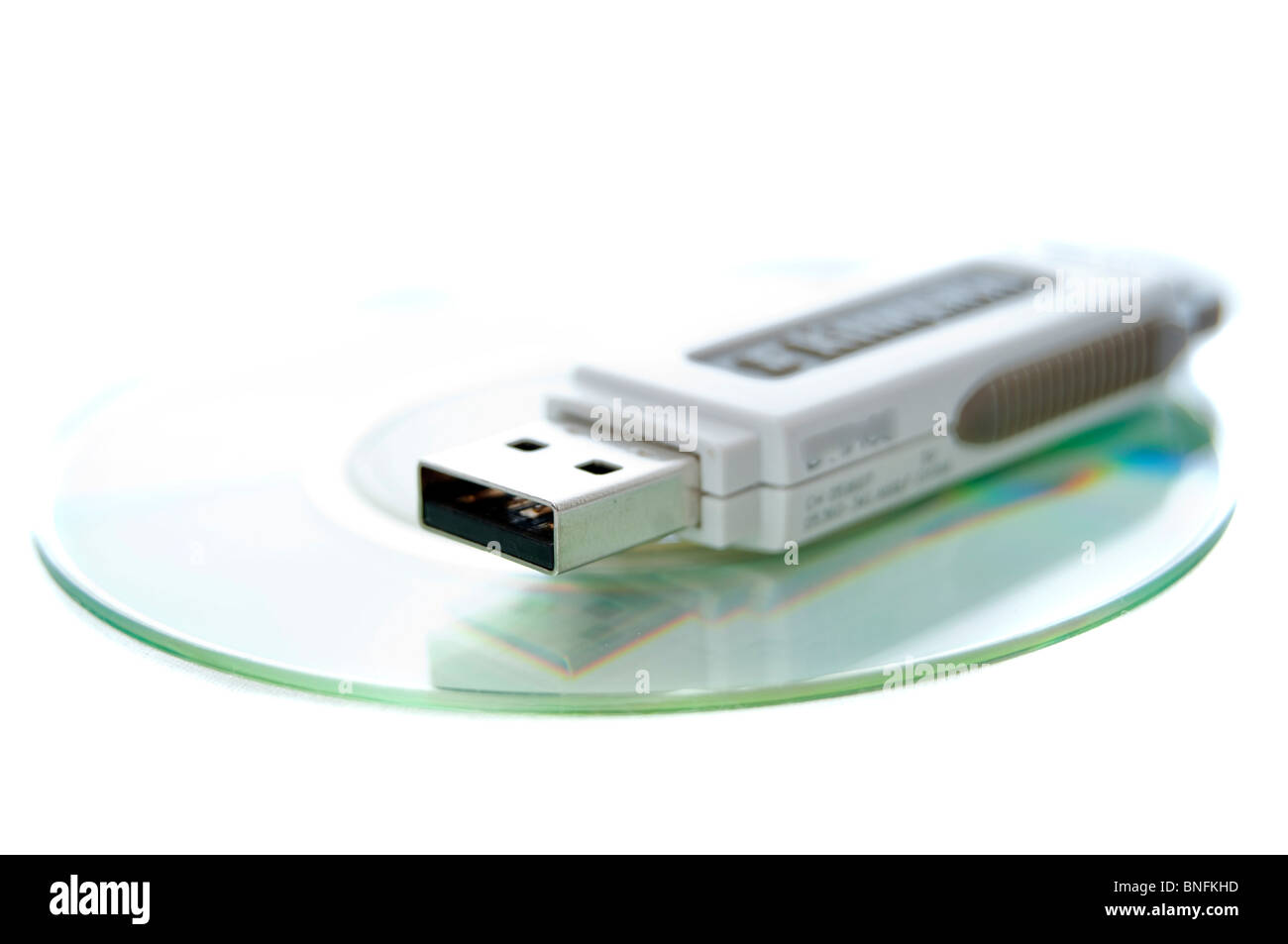 Miniature 3 inch CDR and thumbdrive. Small technology. Stock Photo