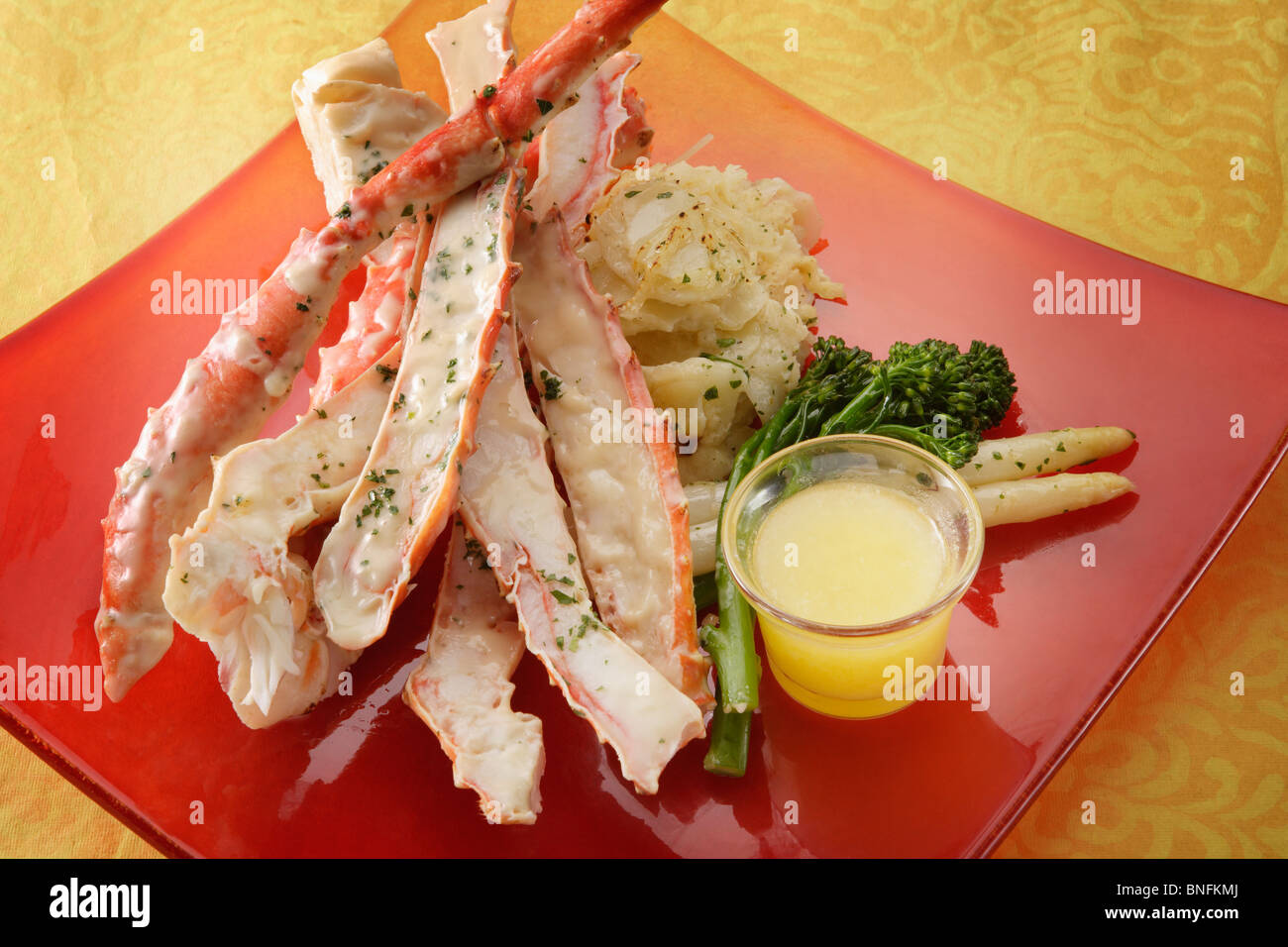 Crab Legs with Vegetables Stock Photo Alamy