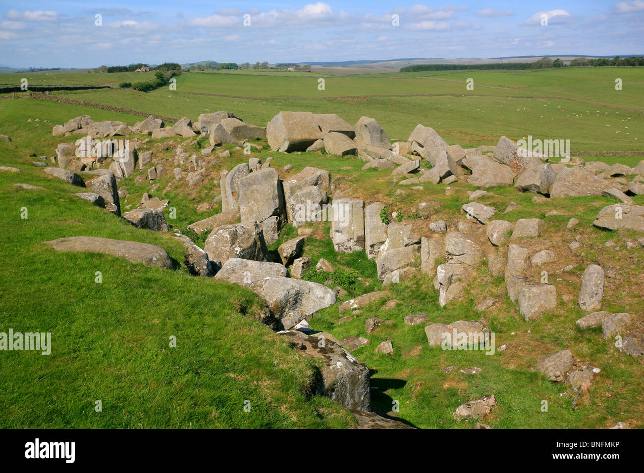 Roman Limestone Quarry, Hadrian's Wall, Northumberland, England Stock