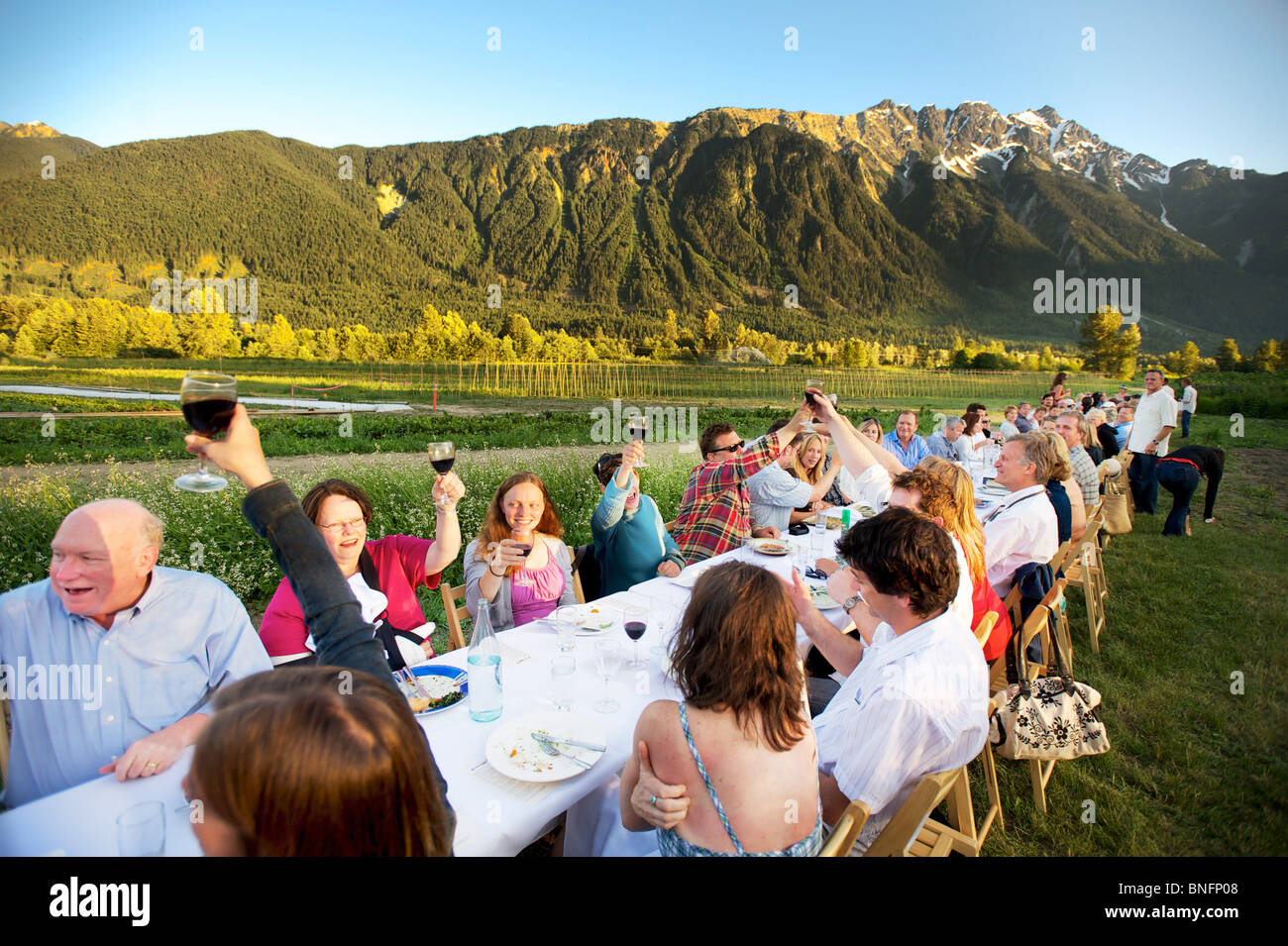 Outstanding in the Field dinner hosted at the North Arm Farm, Pemberton