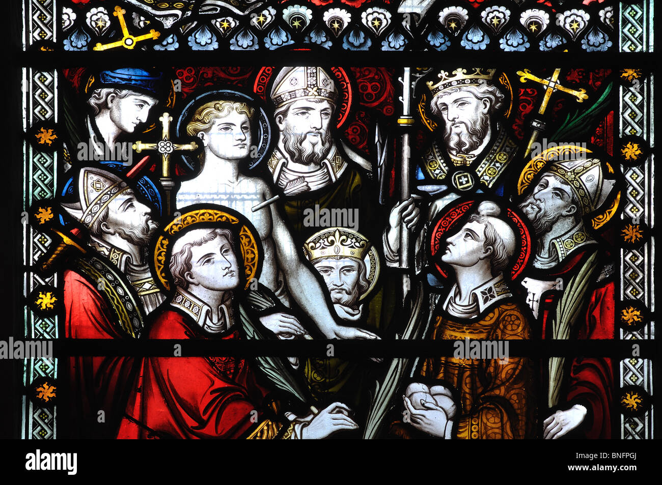 Christian martyrs stained glass, All Saints Church, Ladbroke, Warwickshire, England, UK Stock Photo