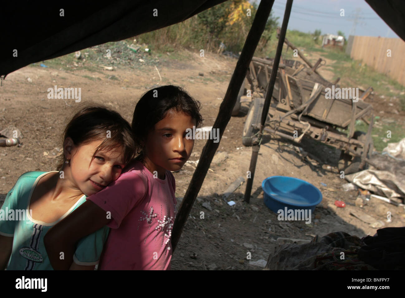 Romanian gypsies in their camp, near Bucharest, Romania Stock Photo - Alamy