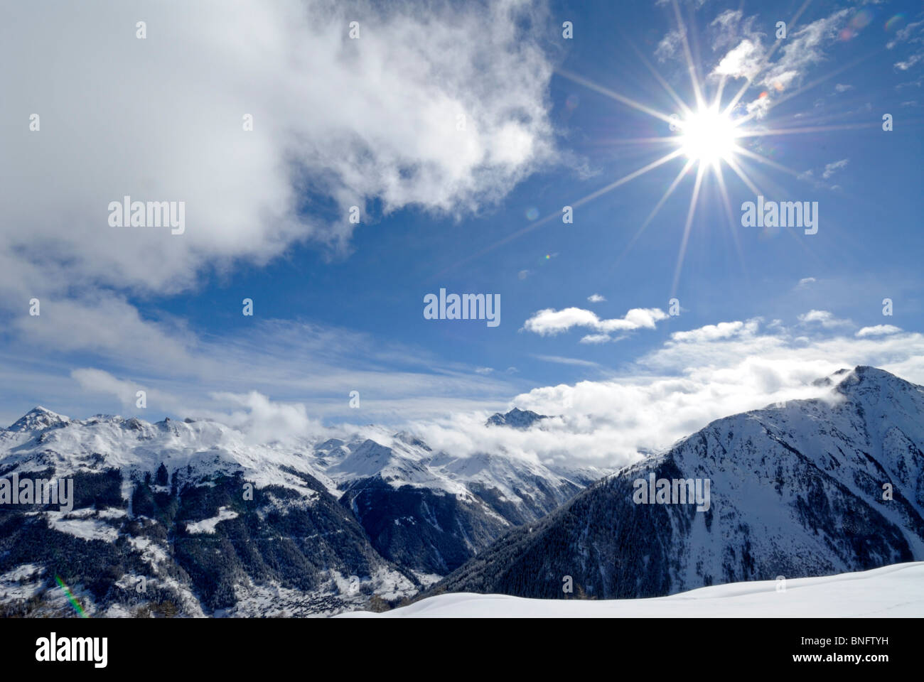 Mountains of the Swiss Alps, Zinal, Valais, Switzerland, Europe Stock Photo
