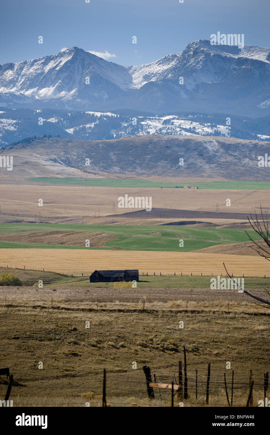 Landscape with a mountain range in the background, Tobacco Root Mountains, Bozeman, Montana, USA Stock Photo