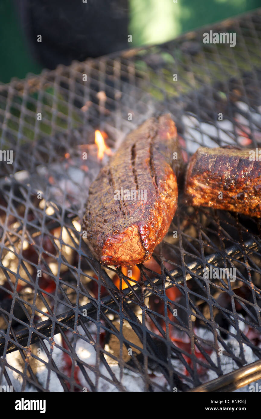 Beef Tenderloin on a charcoal grill. Outstanding in the Field dinner