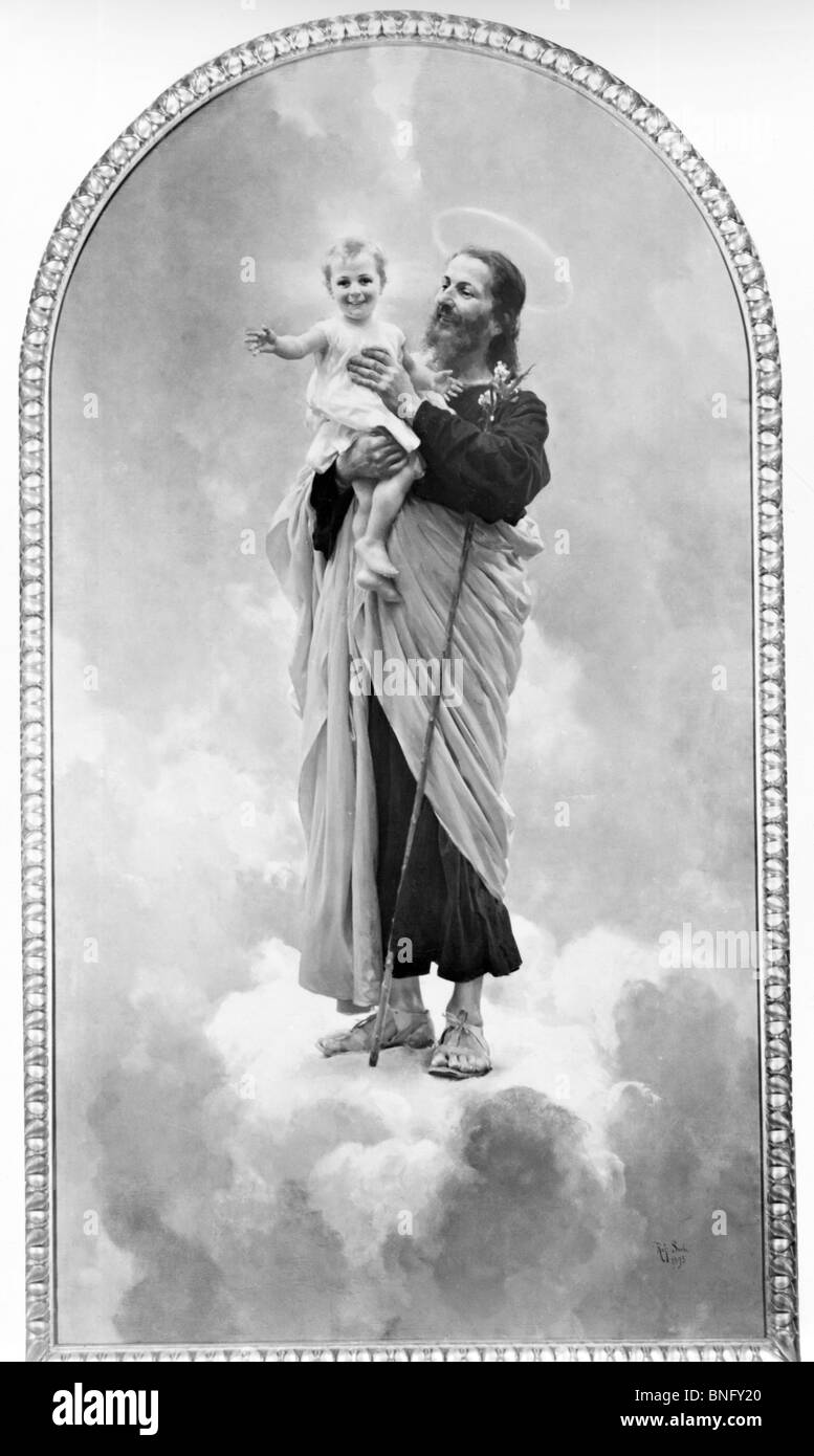 St. Joseph by Raffaello Sorbi, print, 1844-1931 Stock Photo