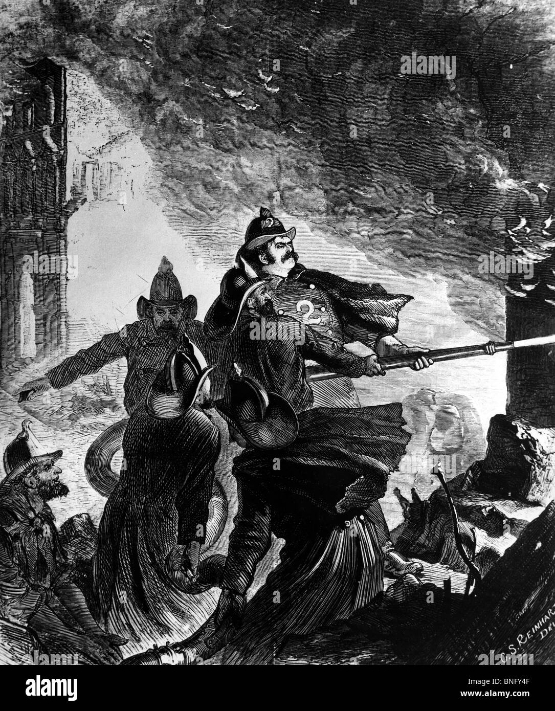 The Great Boston Fire: The Heroic Fight of the Firemen, November 9, 1872 Stock Photo