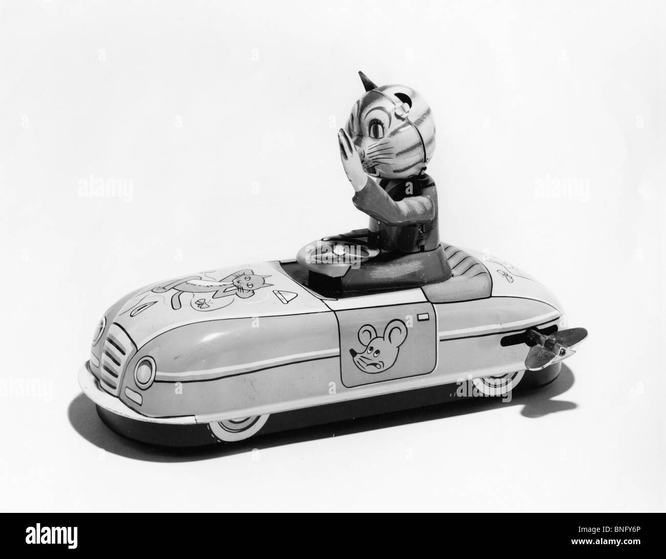 Side profile of a mechanical toy car hires stock photography and