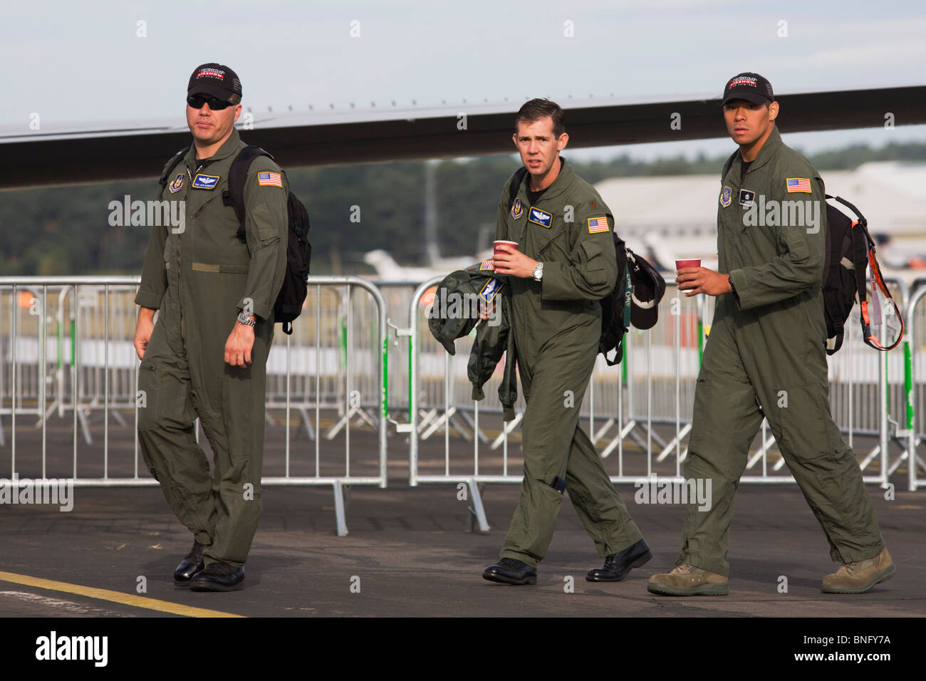 US Air Force pilots arrive for another day presenting their aircraft to
