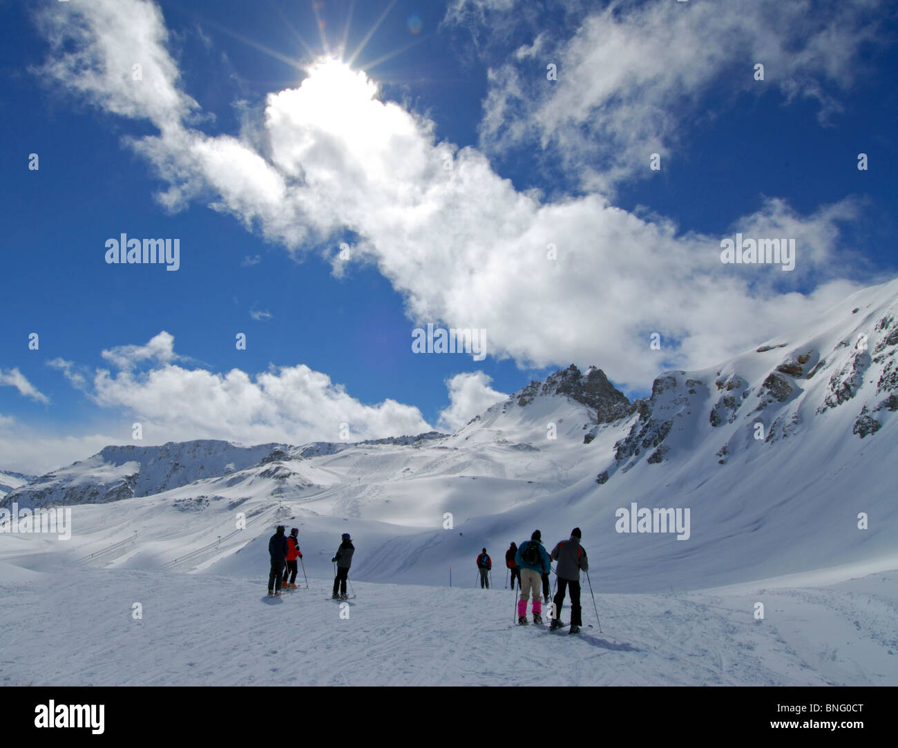 Ski resort in Grimentz, Swiss Alps, Switzerland, Europe Stock Photo