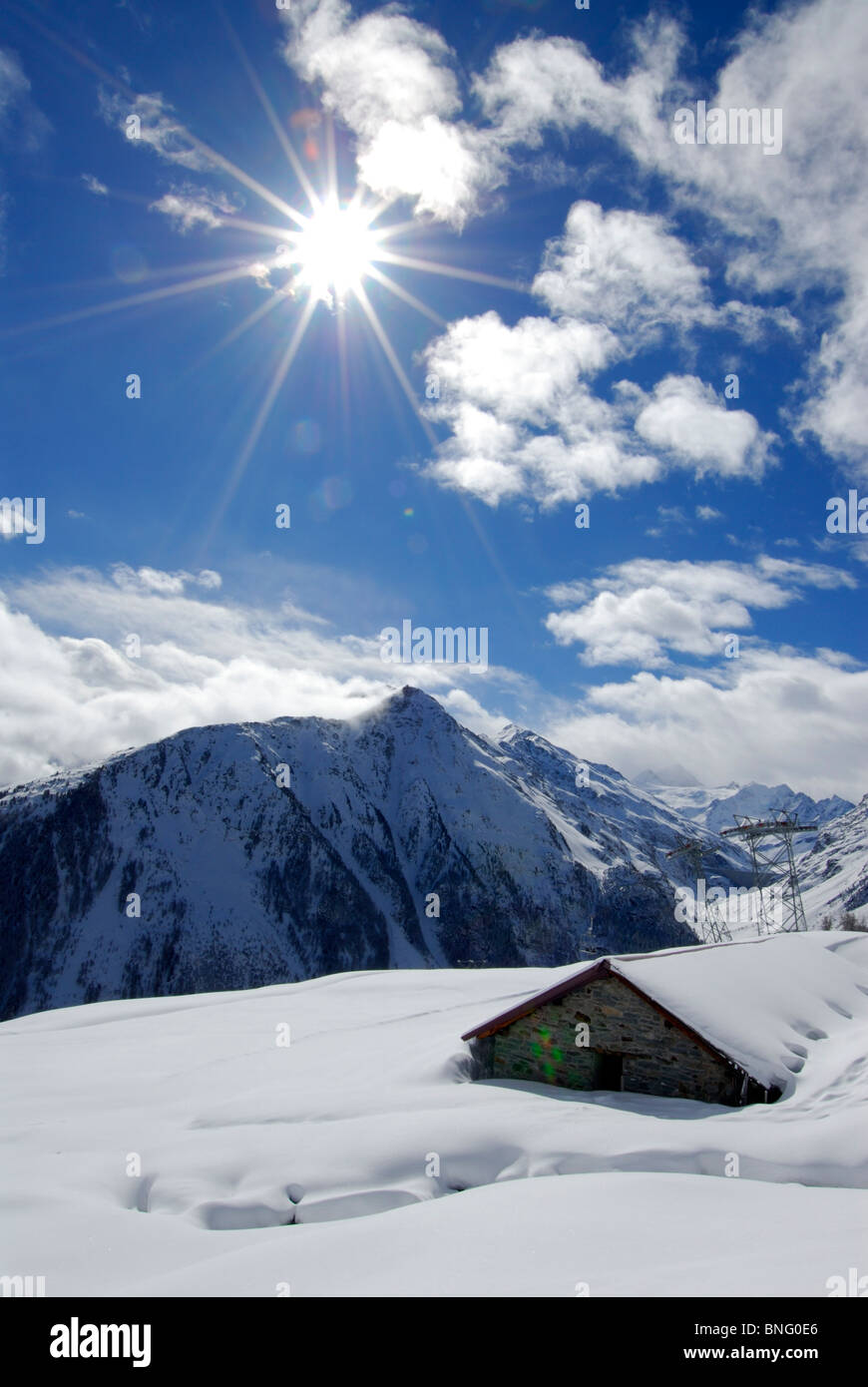 Swiss Alps in Grimentz, Valais, Switzerland, Europe Stock Photo