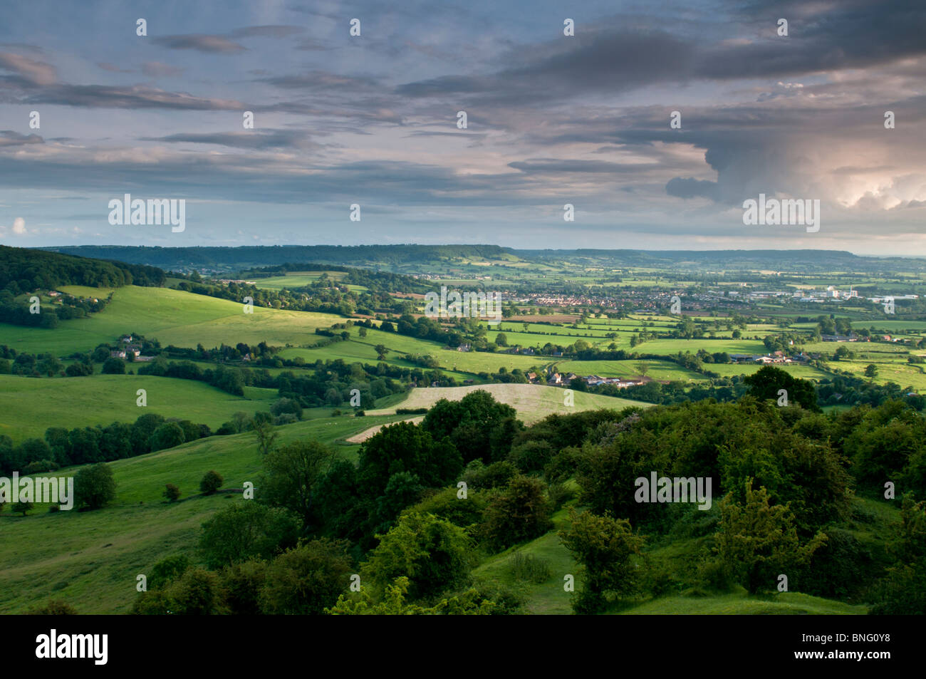 Rolling hills, Gloucestershire, Cotswolds, UK Stock Photo