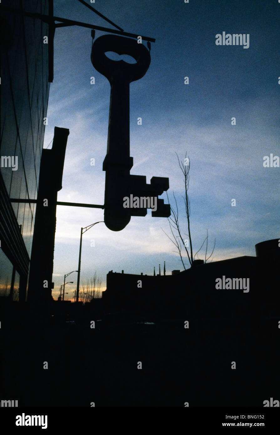 Low angle view of a key shape sign Stock Photo - Alamy