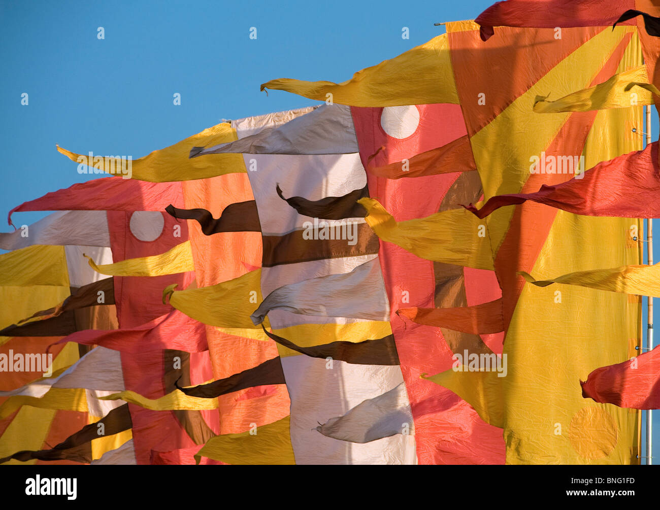 Banners flying at Oxegen music festival, Stock Photo