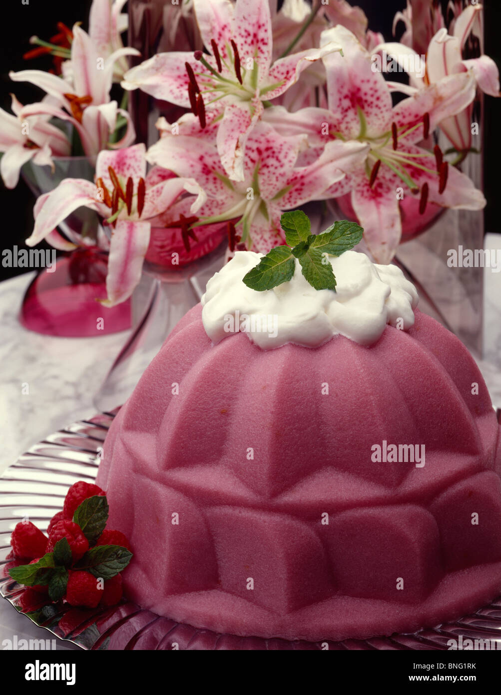 Closeup of a Raspberry Bombe Stock Photo Alamy