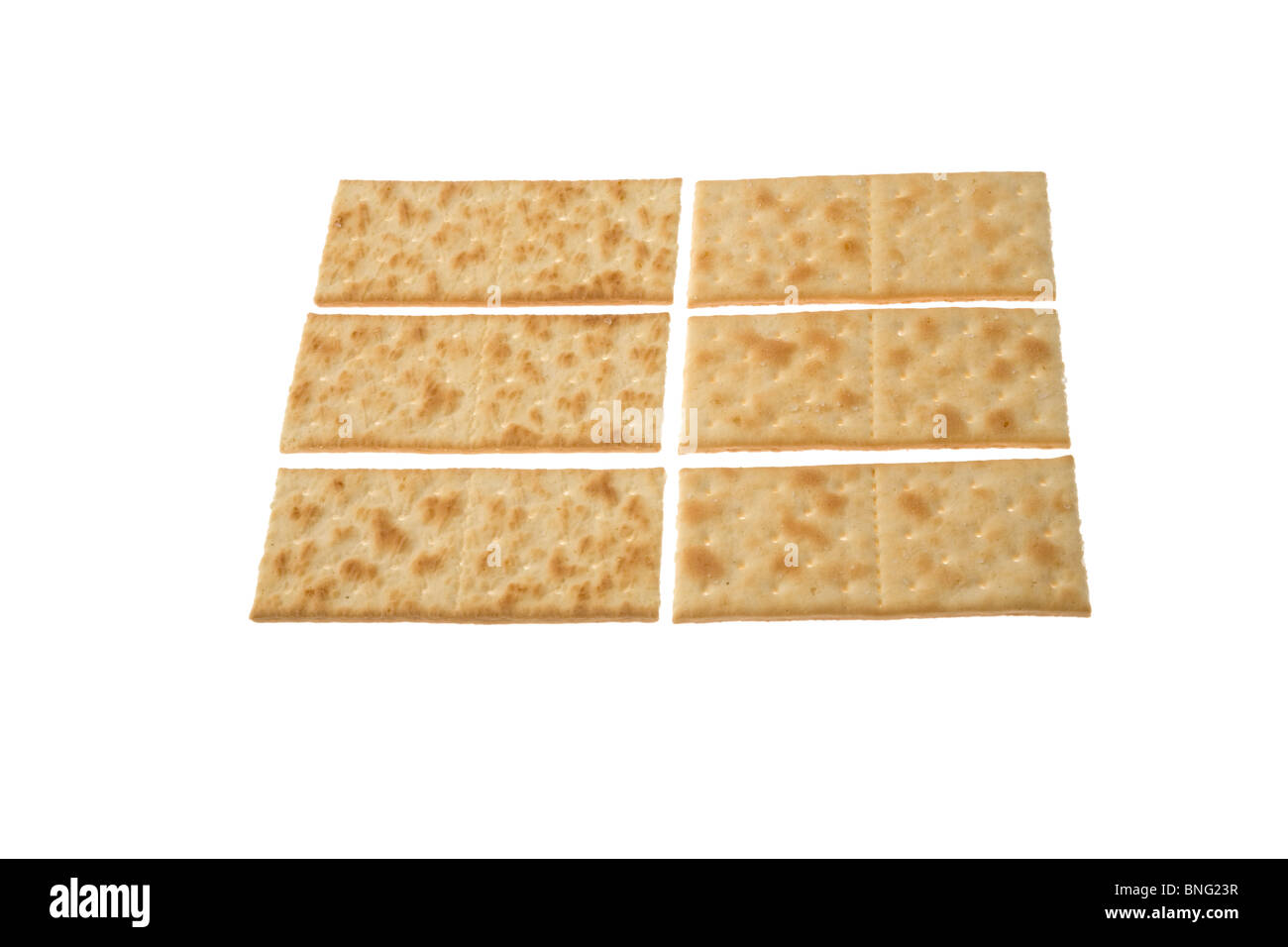 Six crackers isolated over white background Stock Photo Alamy