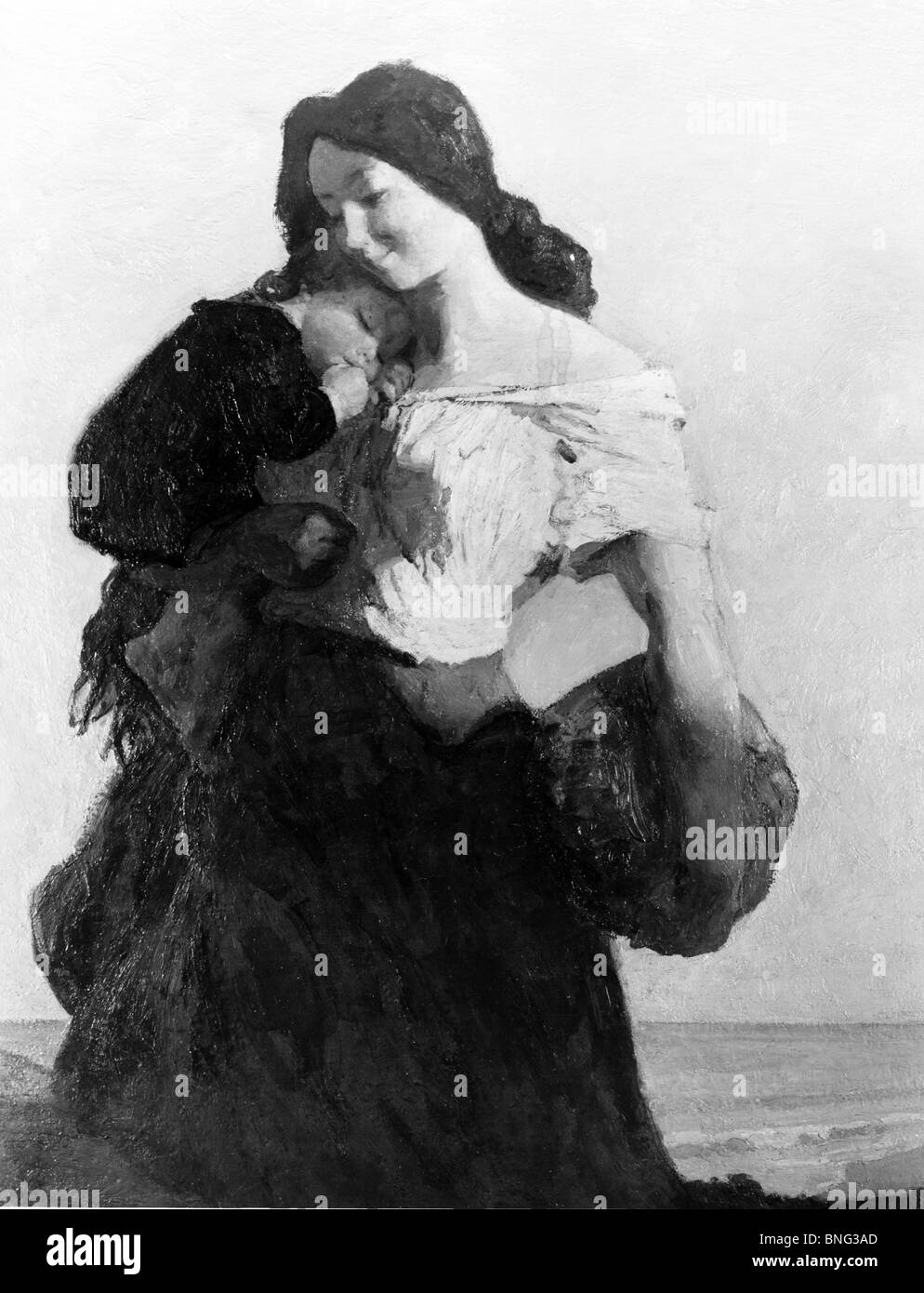 The Happy Mother by Max Bohm Stock Photo - Alamy