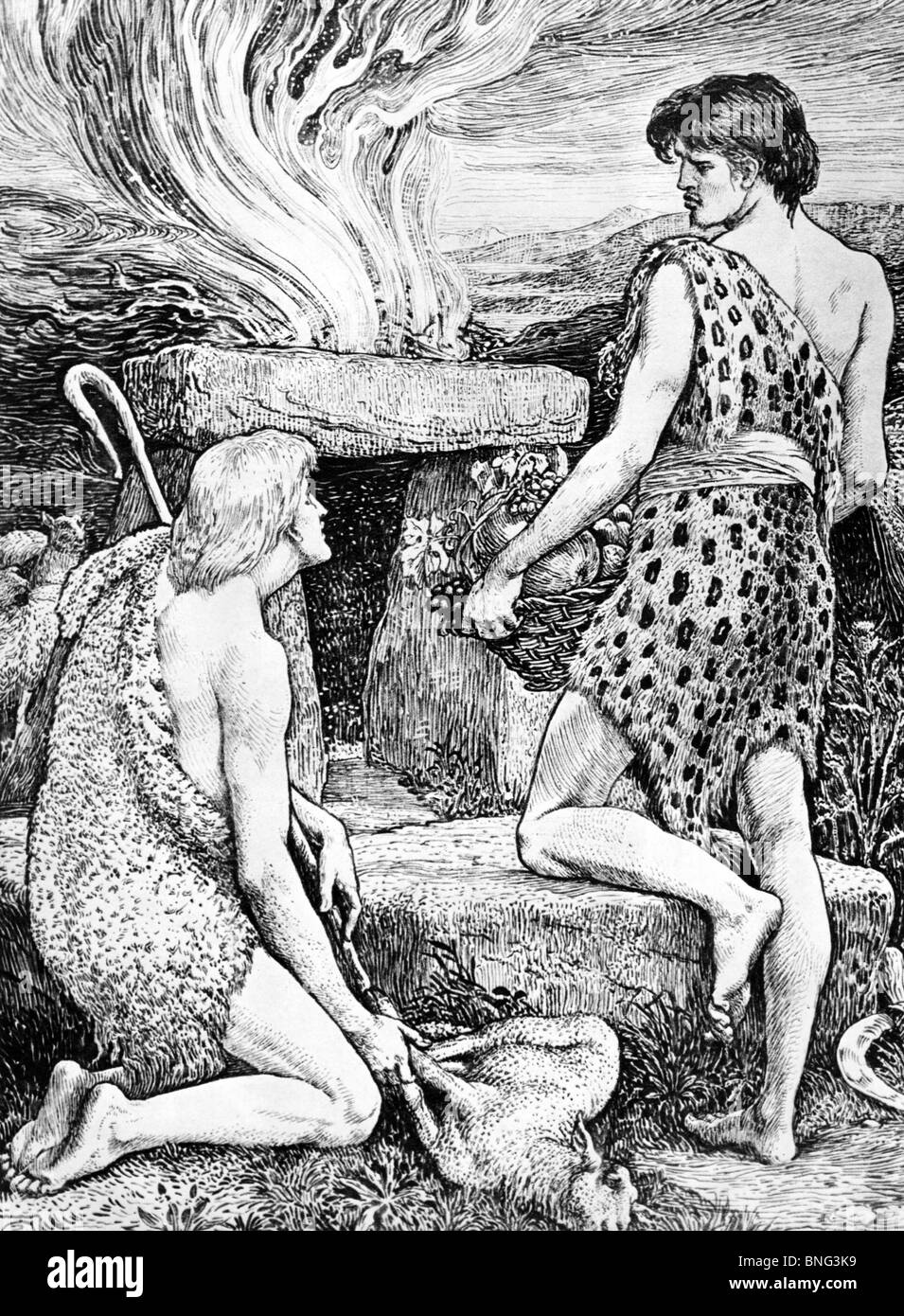 Cain and Abel by Walter Crane, 1845-1915 Stock Photo