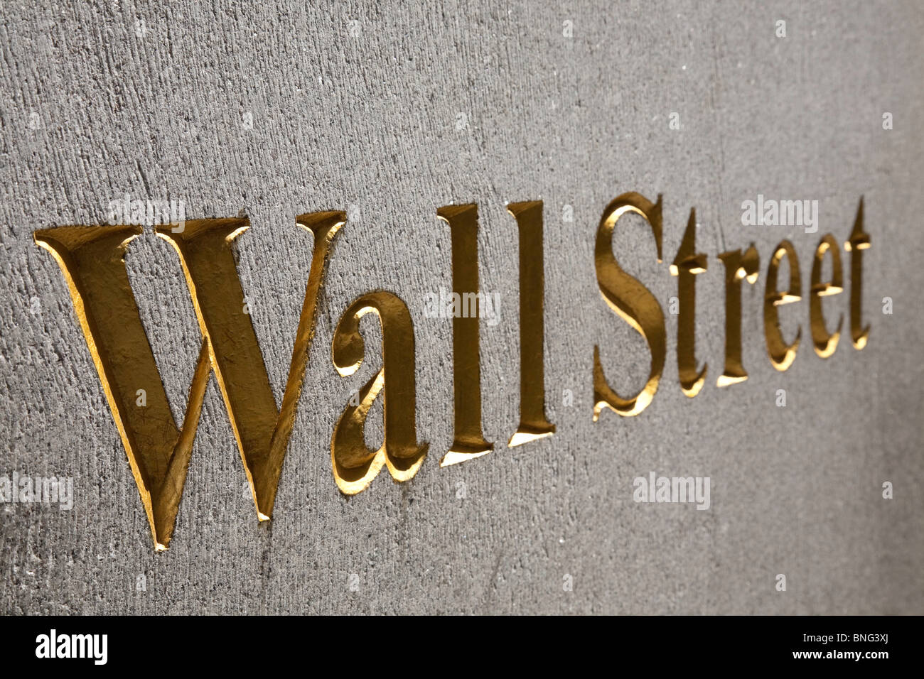 'Wall Street Engraving, Financial District, NYC ' Stock Photo