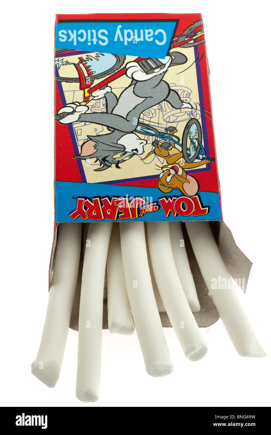 Packet of Tom and Jerry sweet candy sticks Stock Photo