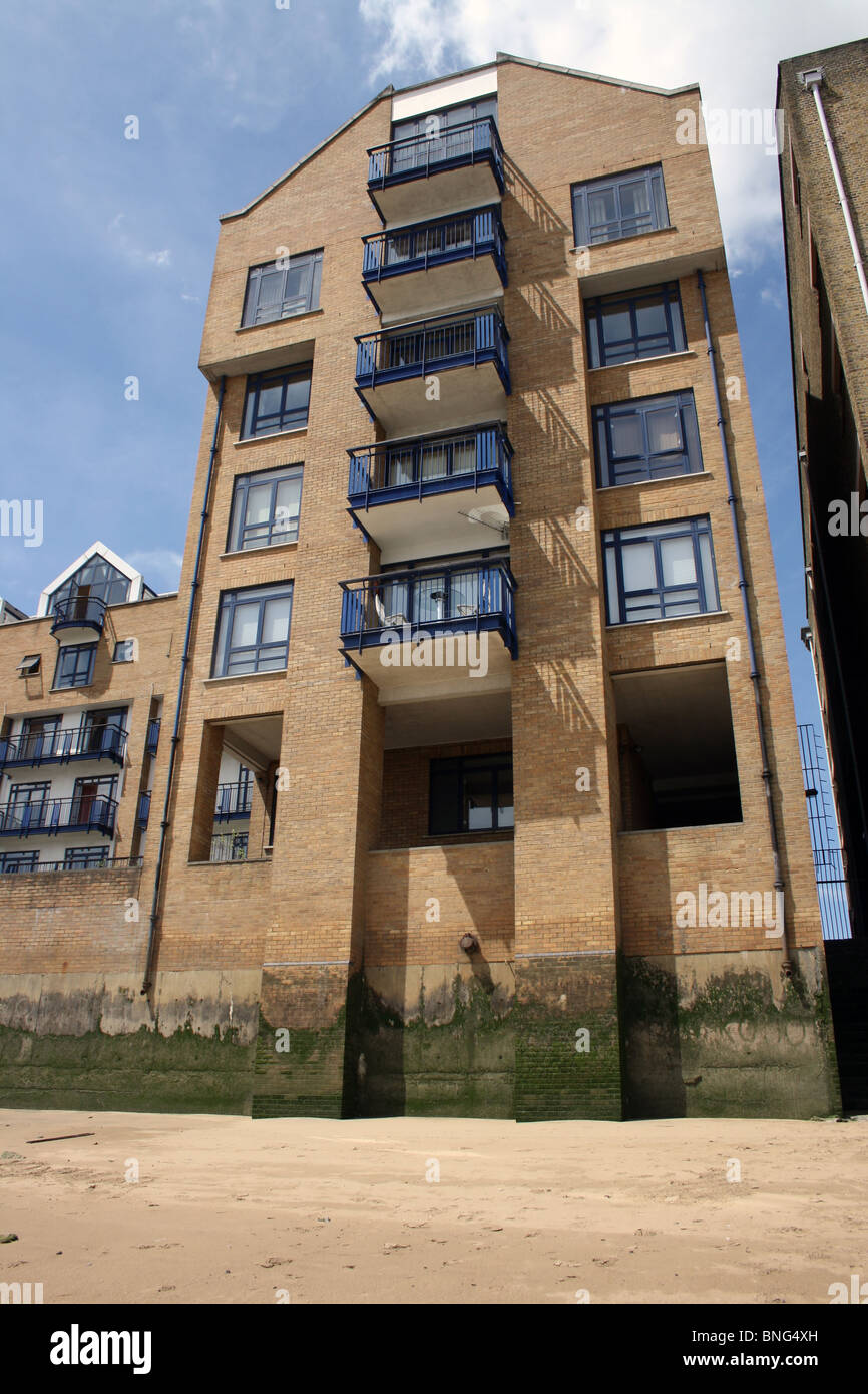 London Docklands, riverside apartment buildings backing on to Wapping