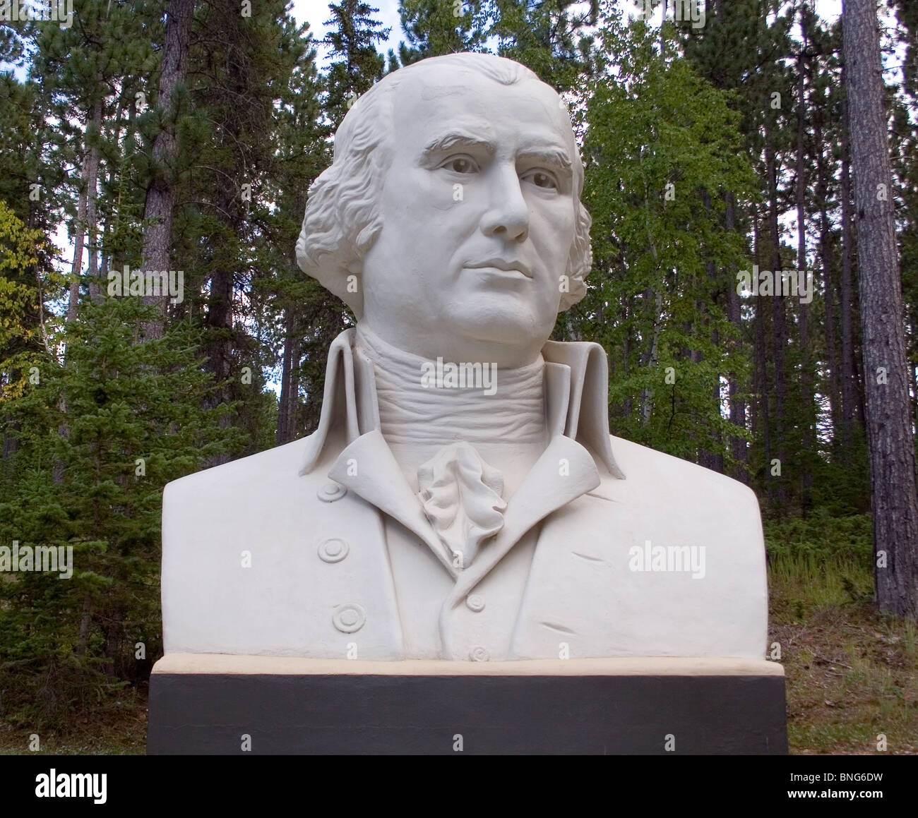 James Madison bust by sculptor David Adickes at Presidents Park in Lead