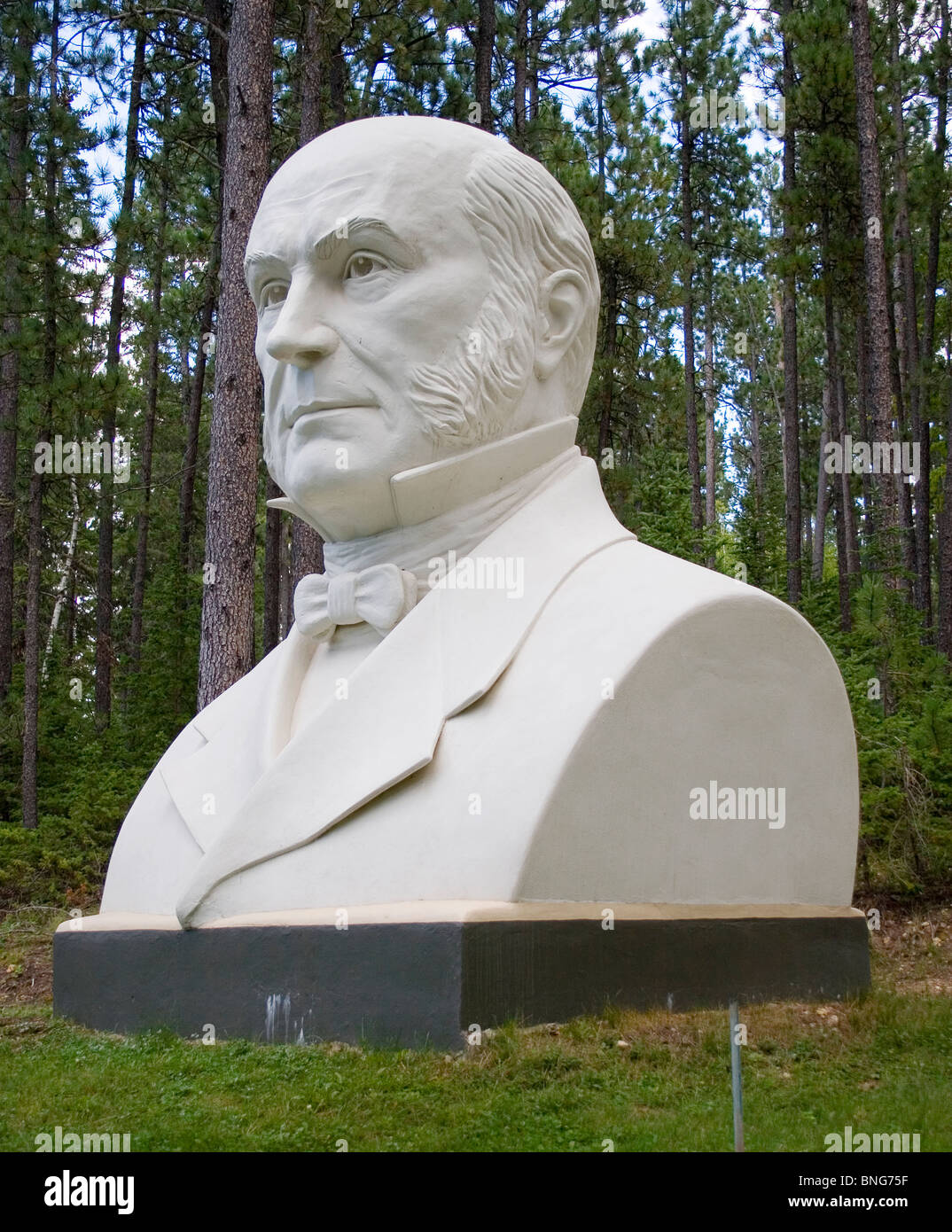 John Quincy Adams bust by sculptor David Adickes at Presidents Park in Lead South Dakota Stock Photo