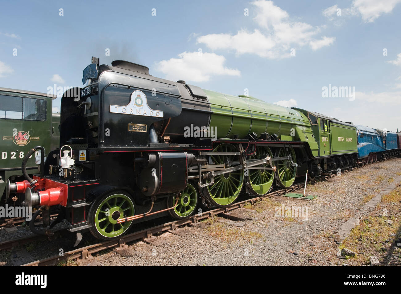 The newly built Tornado steam train waits at the National Railway Museum, York to pull the The newly built Tornado steam train waits at the National Railway Museum, York to pull the