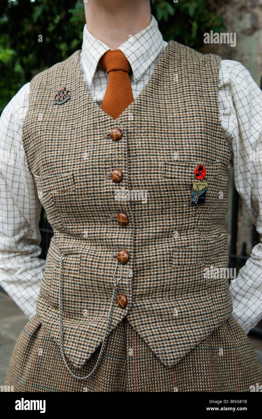 The Chap Olympiad Bedford Square London UK. Woman wearing tweeds. HOMER