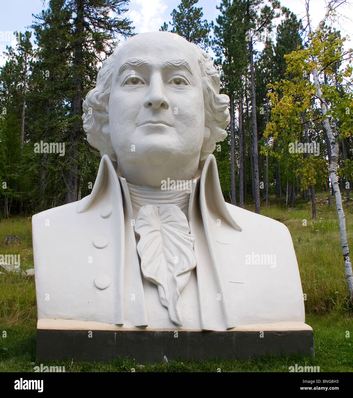 John Adams bust by sculptor David Adickes at Presidents Park in Lead South Dakota Stock Photo