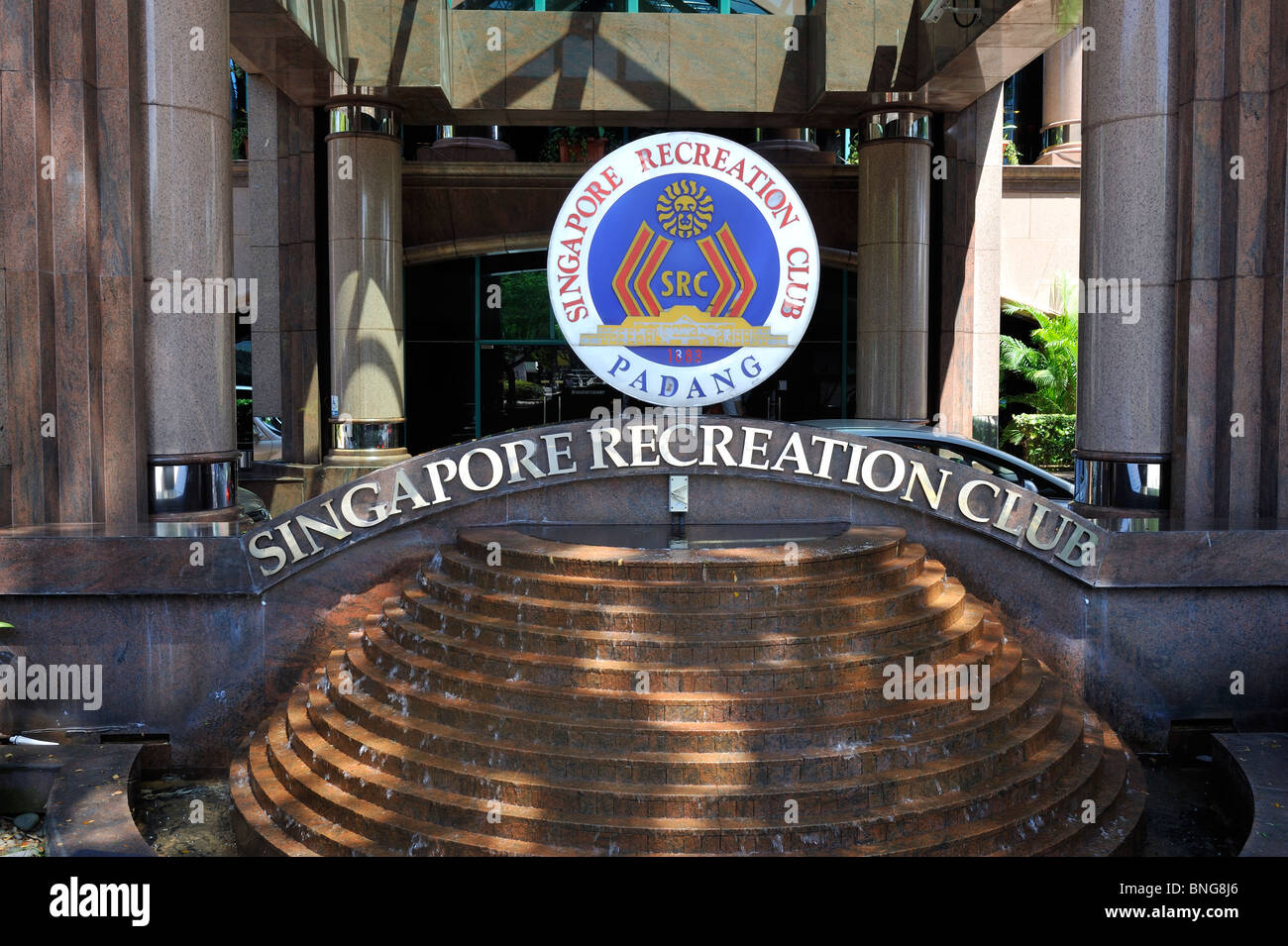 Entrance tot he Singapore Recreation Club, Central Padang, Singapore Stock Photo