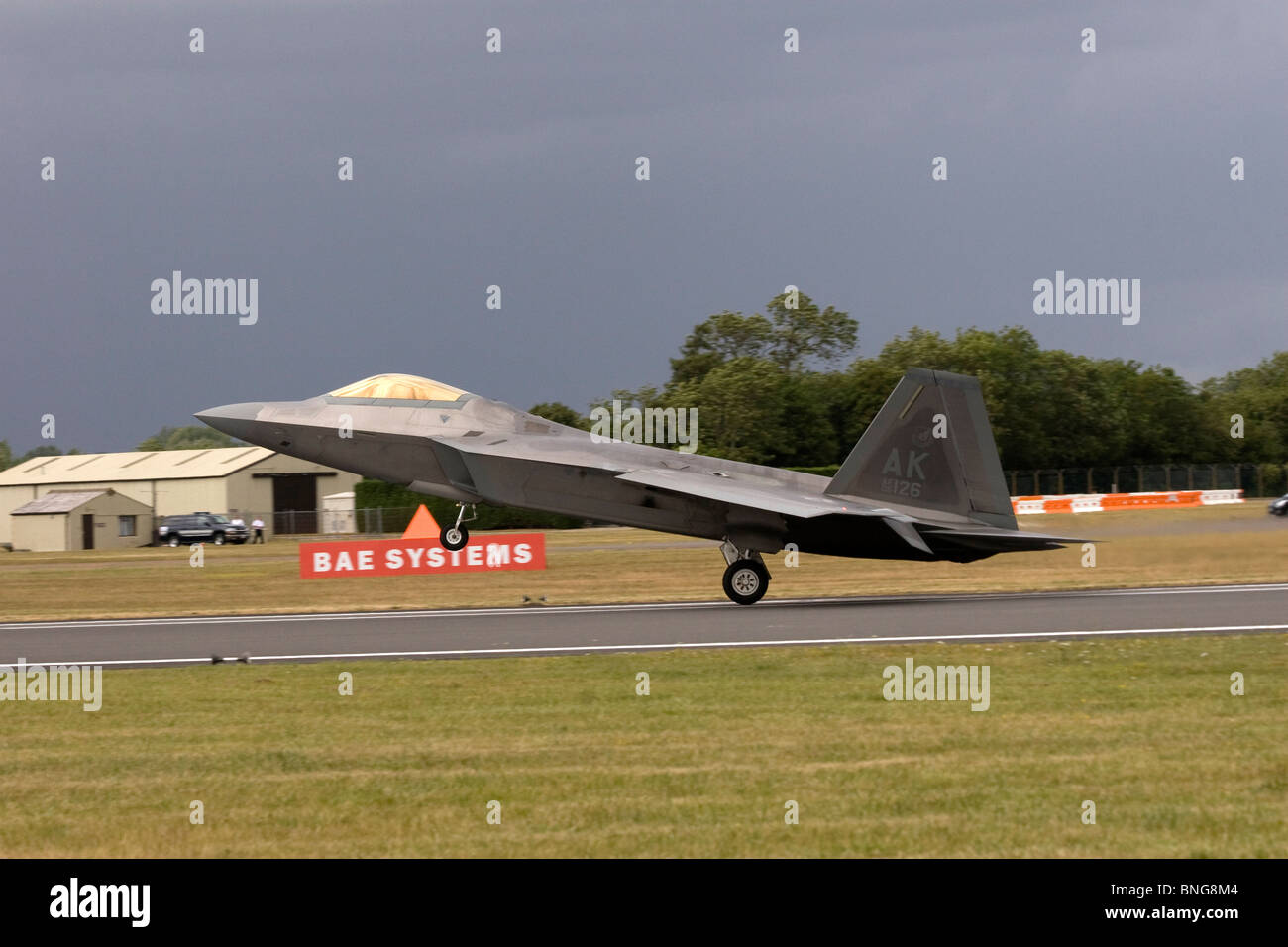 United States Air Force Lockheed F22 Raptor fighter aircraft at Royal International Air Tattoo RIAT 2010 Air Show Fairford Stock Photo