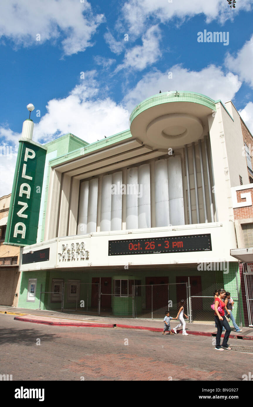 Texas, Laredo. Plaza Theater in Old Historic District of Laredo Stock