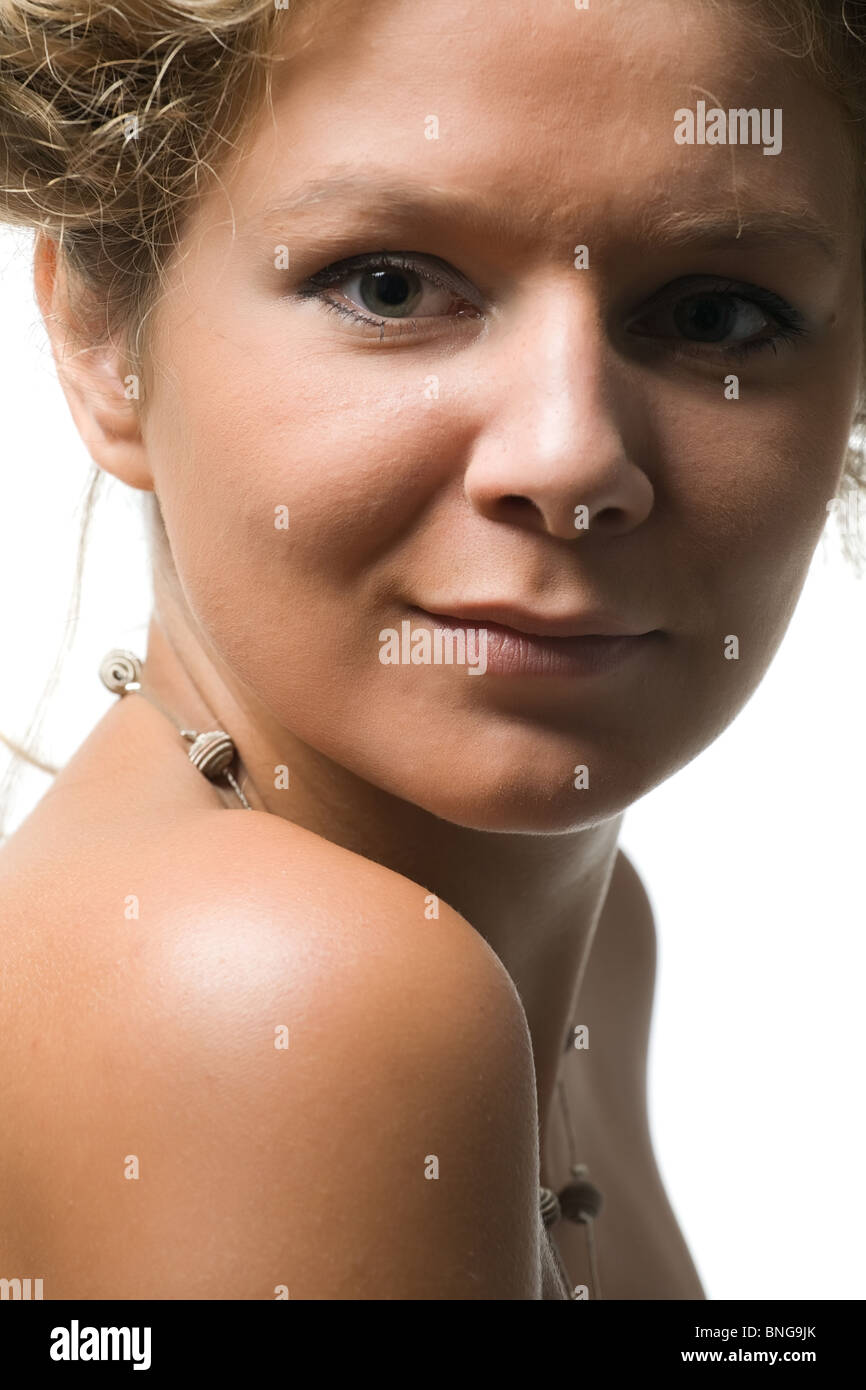 Portrait of beautiful girl, isolated on white Stock Photo