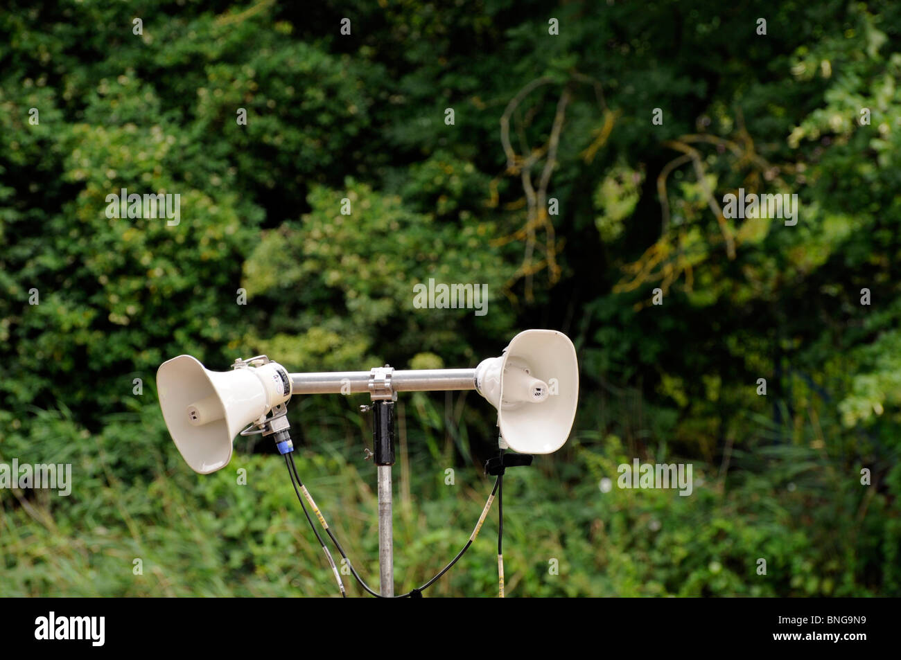 PA system loud speakers Stock Photo Alamy