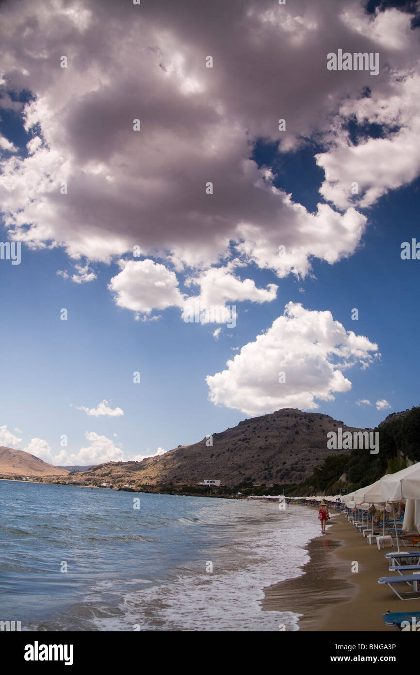 Pefkos Beach, Rhodes Island Greece, cloudy day in june Stock Photo - Alamy