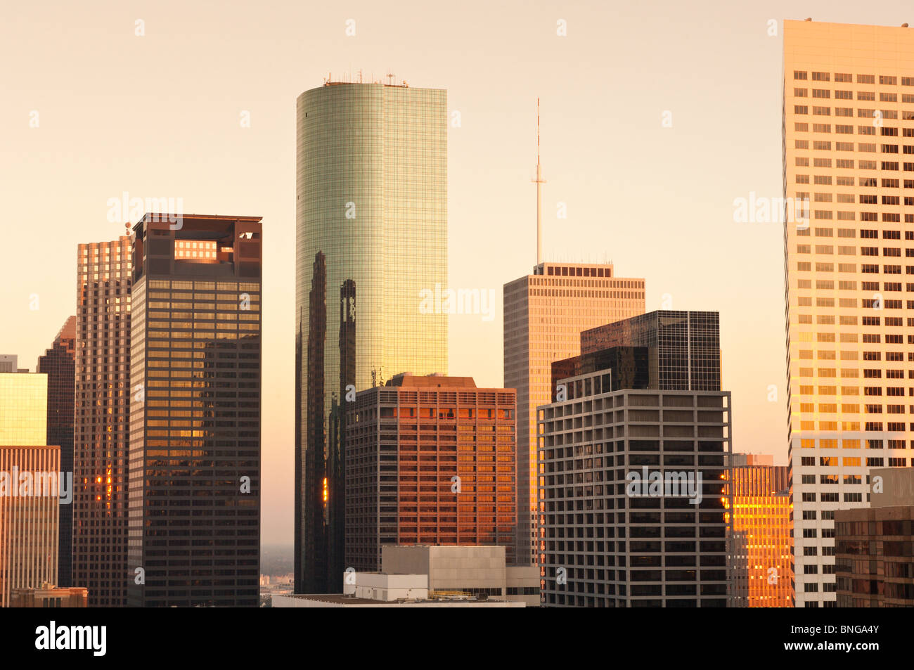 Texas, Houston. Downtown evening skyline Stock Photo - Alamy