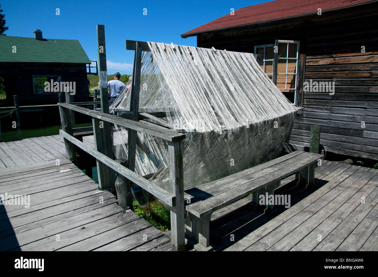 Fishing nets Historic Fish Town Leland Michigan USA Stock Photo Alamy