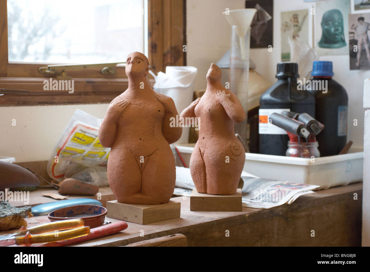 statues,sculpture in studio,by Bridget Heriz Stock Photo