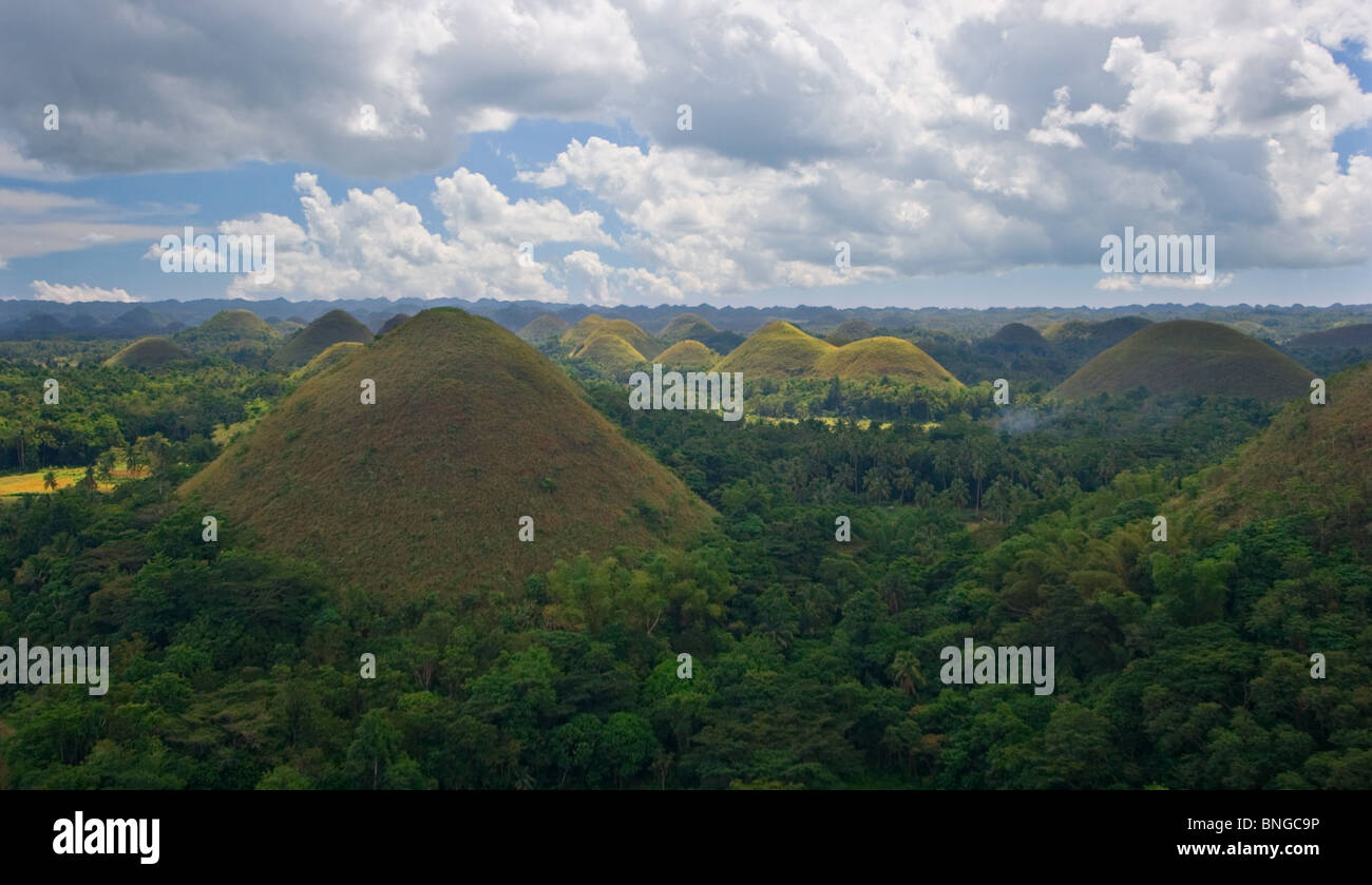 A View of the famous Chocolate Hills, Bohol, Philippines Stock Photo