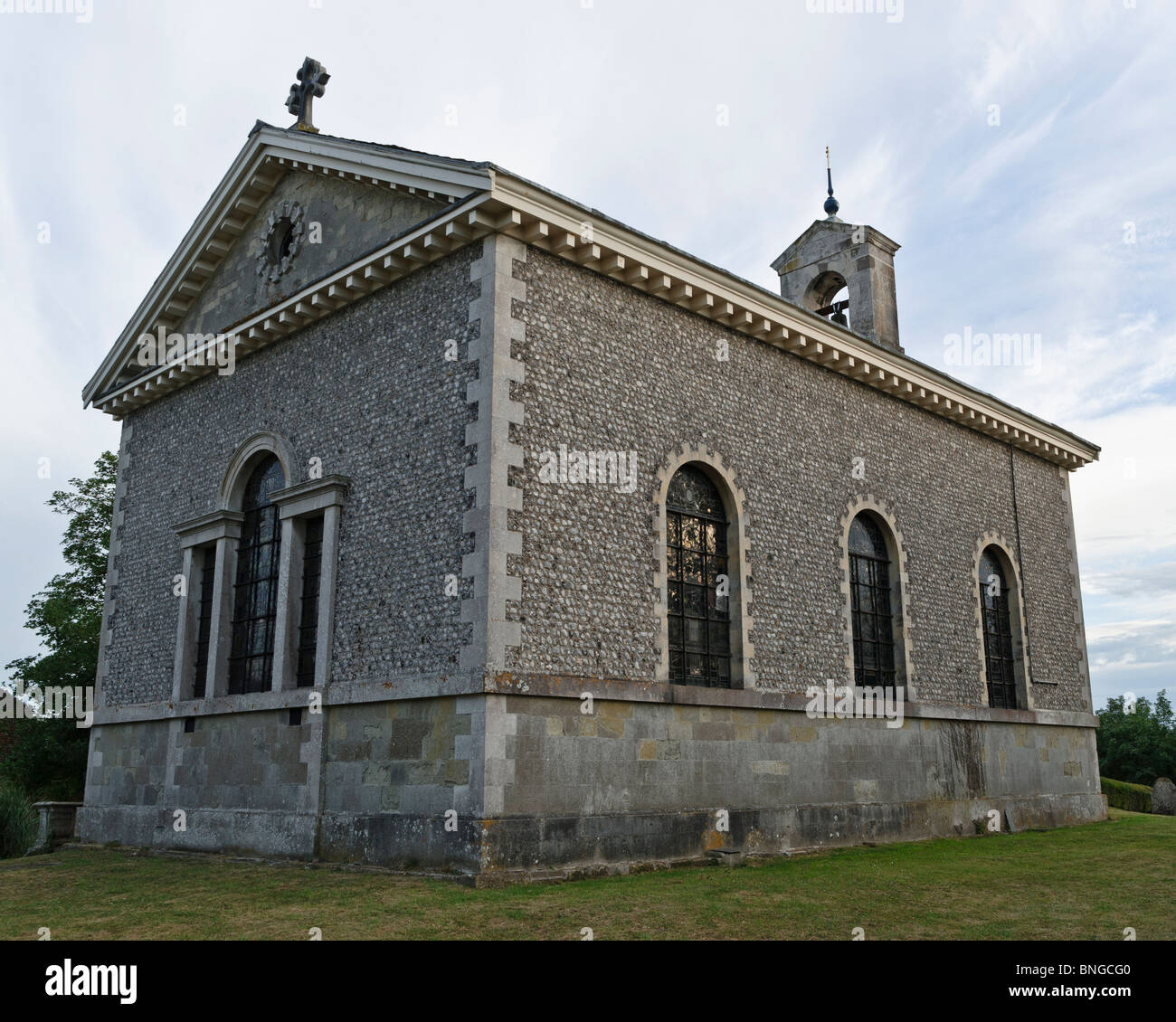 St Mary, Glynde is a rare 18th century church built in 1763 of knapped flints Stock Photo