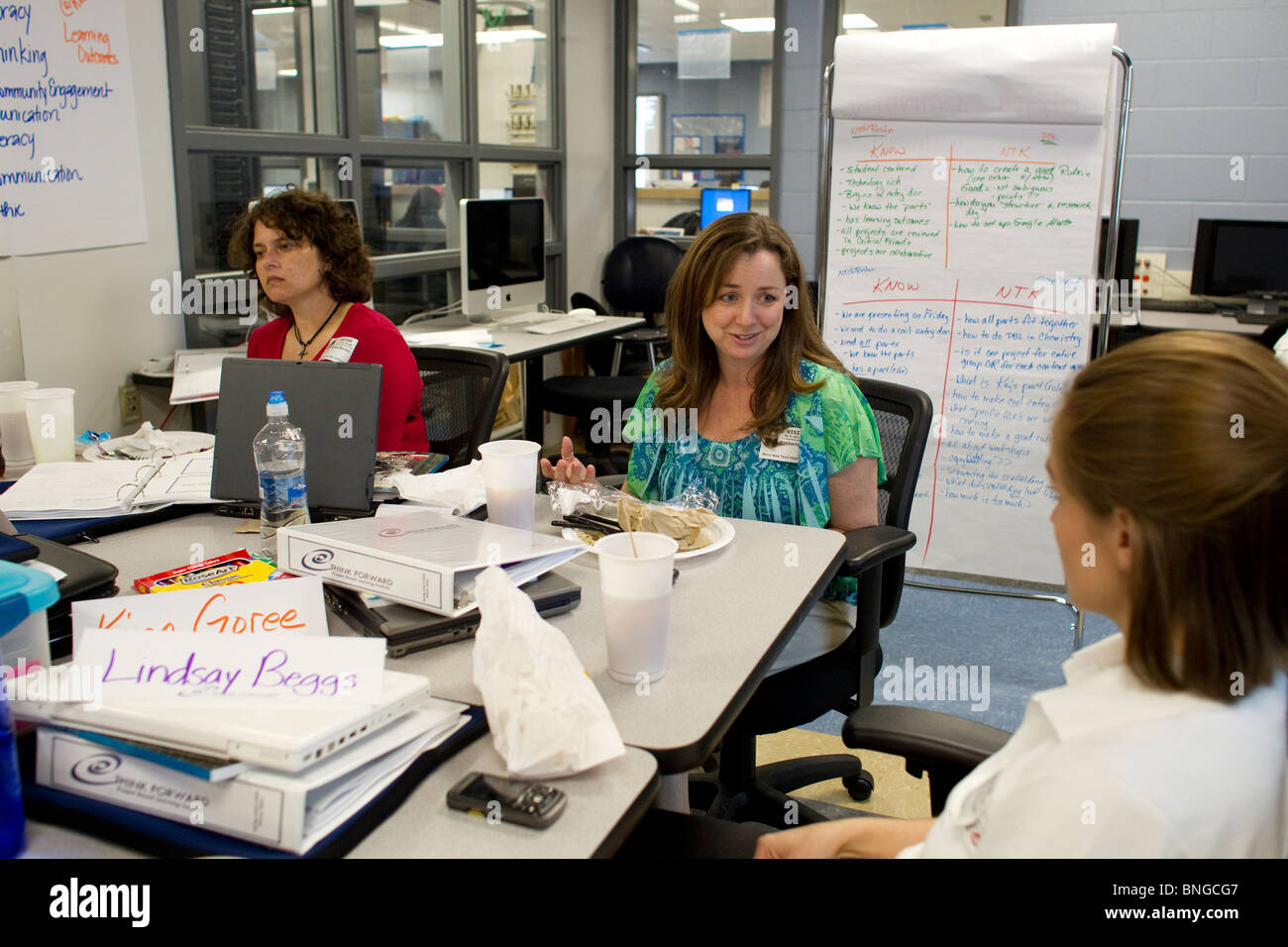 Teachers in a professional development class at Manor New Tech High ...